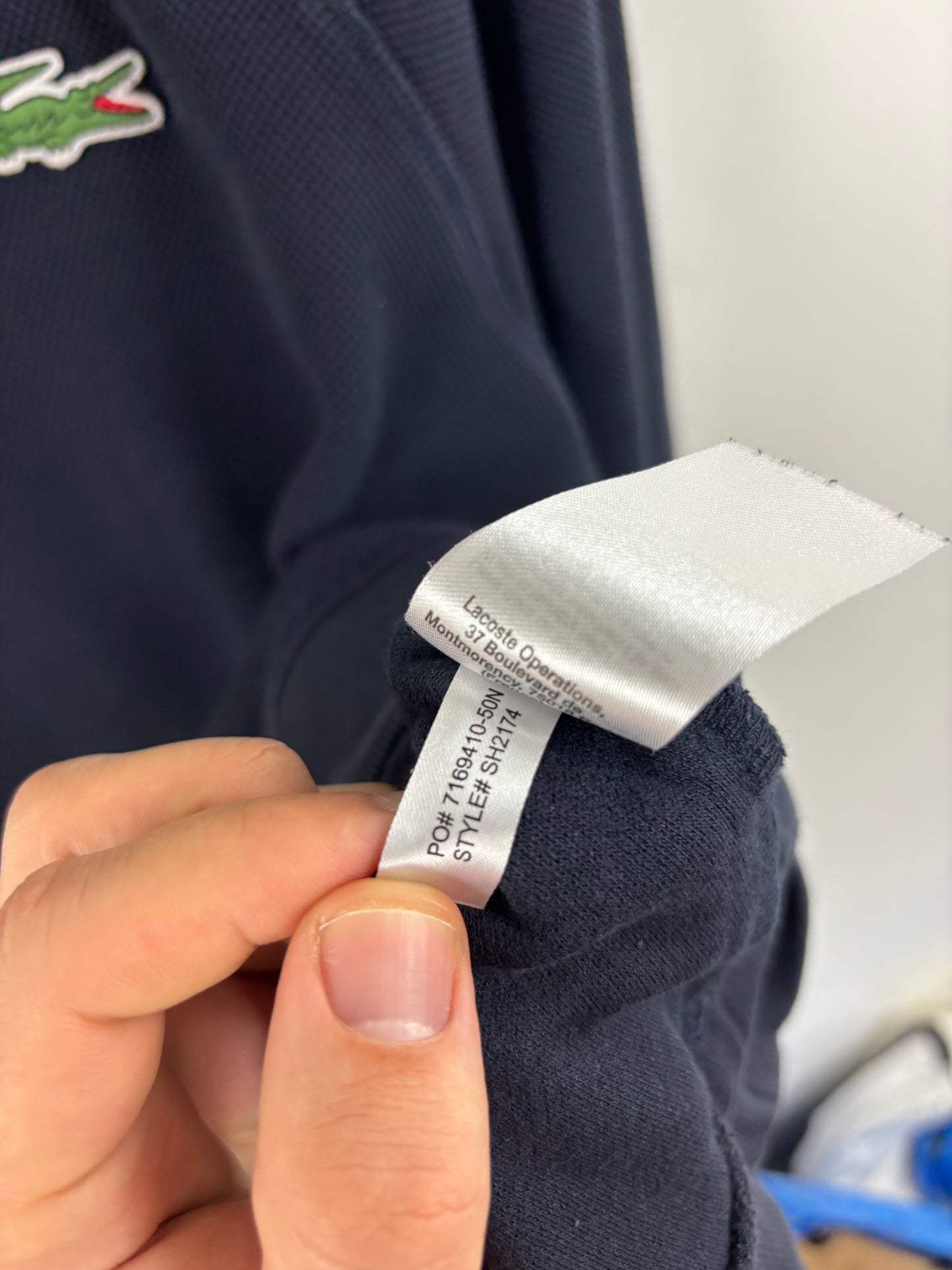 Lacoste Sweat Bleu Marine Logo Brodé - L