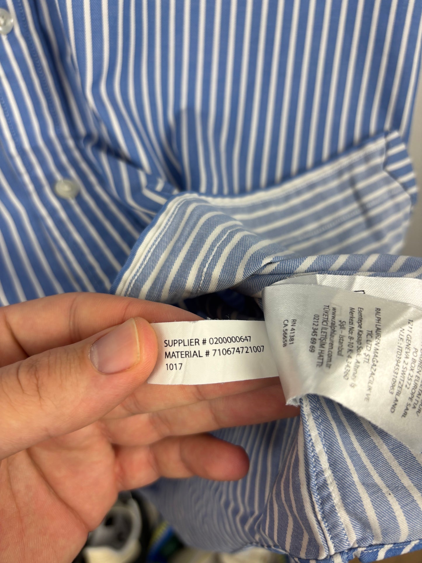 Ralph Lauren Chemise à Rayure Bleu Blanc- L