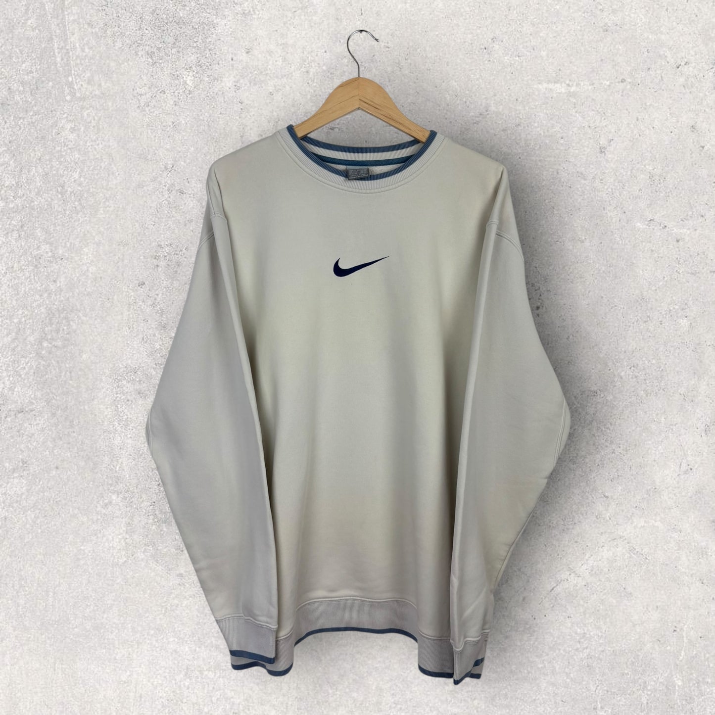 Nike vintage 00´s Oversize Centre Logo Brodé Beige - XL