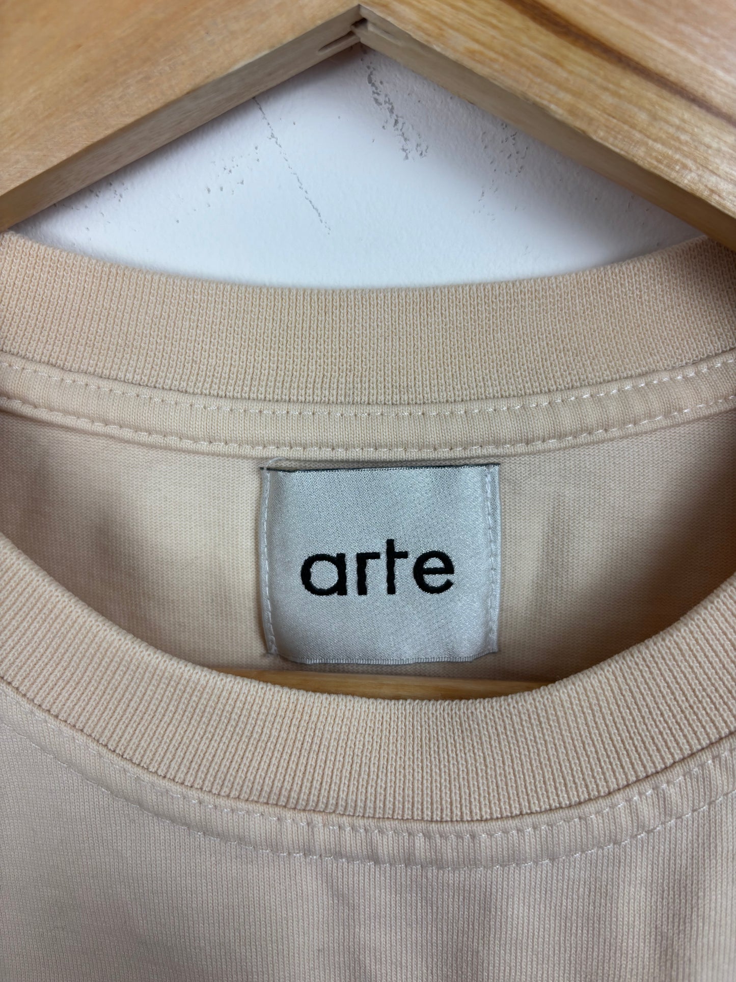 Arte Tee Shirt Crème Logo Brodé Rose - M