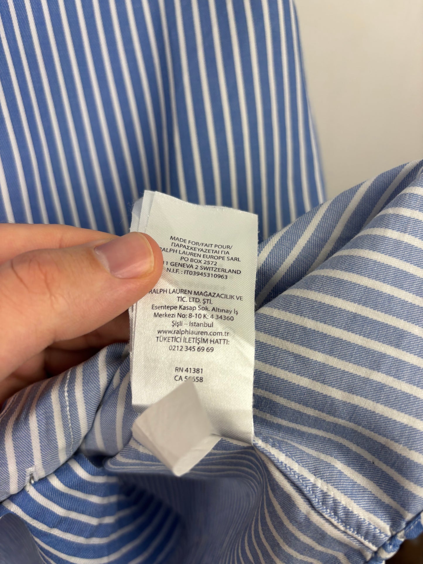 Ralph Lauren Chemise à Rayure Bleu Blanc- L