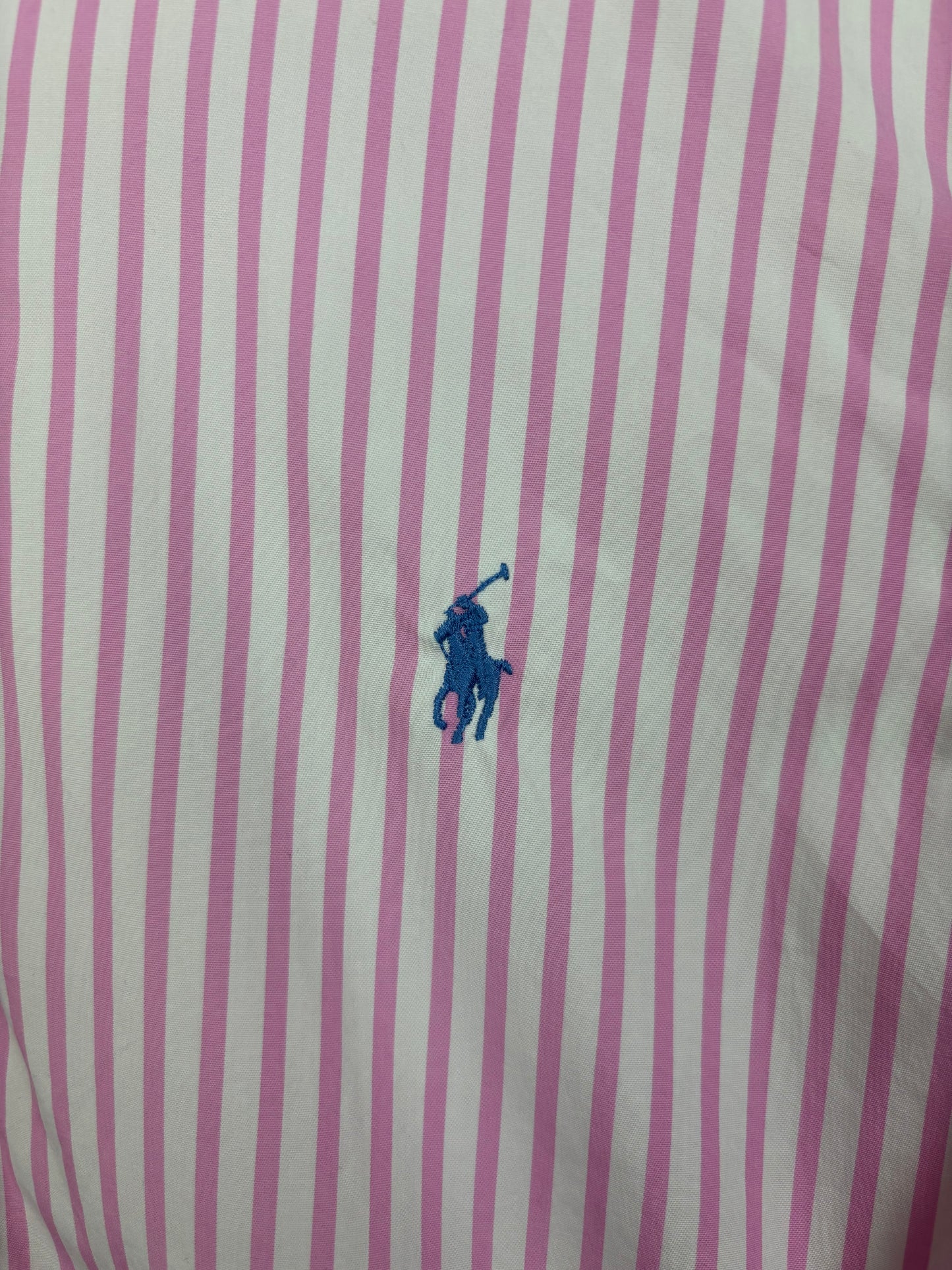 Ralph Lauren Chemise Rose Blanc Logo Brodé Bleu - S