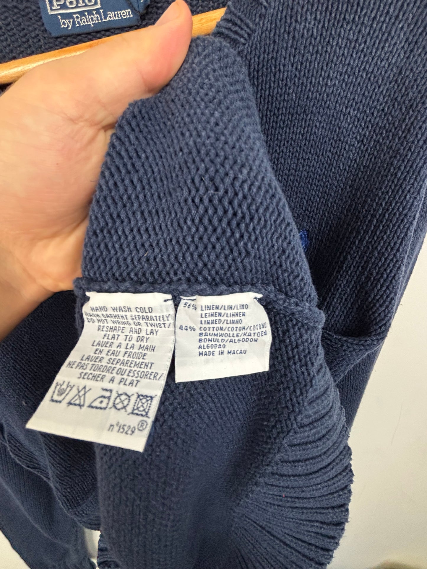 Ralph Lauren Pull en Maille Bleu Marine Logo Brodé - XL
