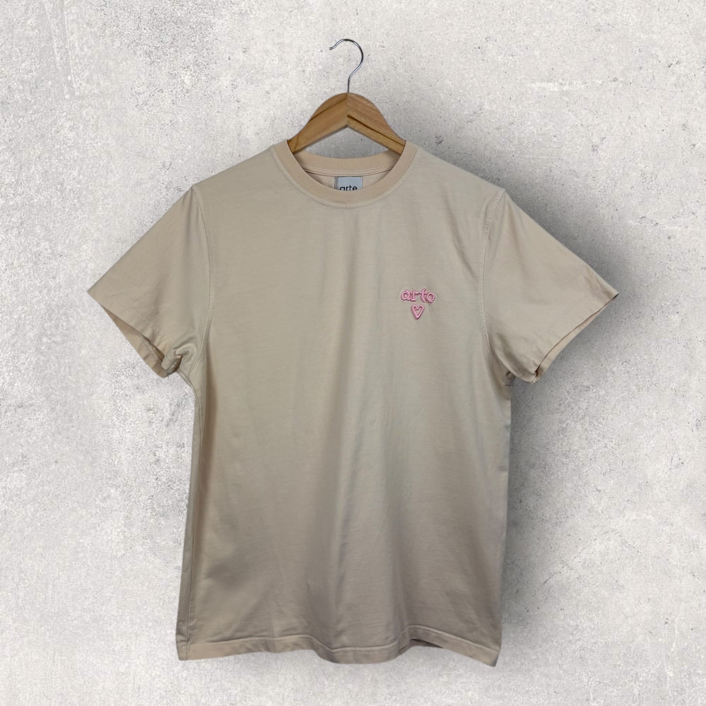 Arte Tee Shirt Crème Logo Brodé Rose - M