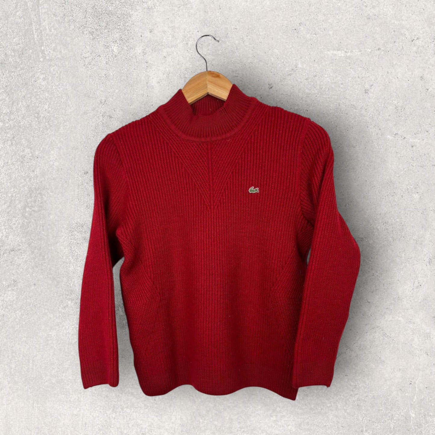 Lacoste Pull en Maille Rouge Logo Brodé - XS