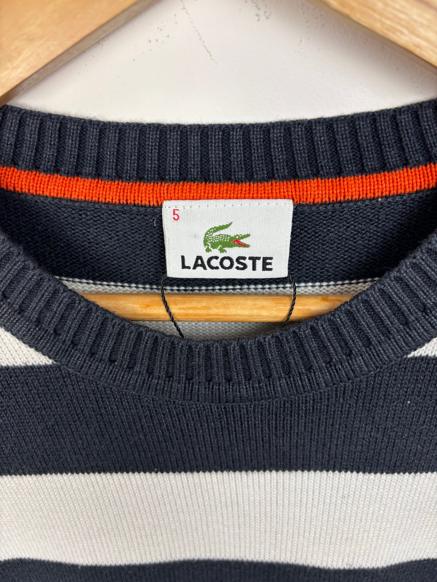 Lacoste Pull à Rayures Logo Brodé - M