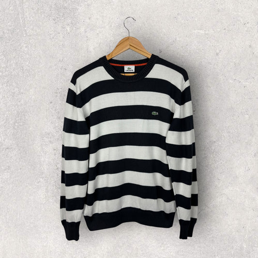 Lacoste Pull à Rayures Logo Brodé - M