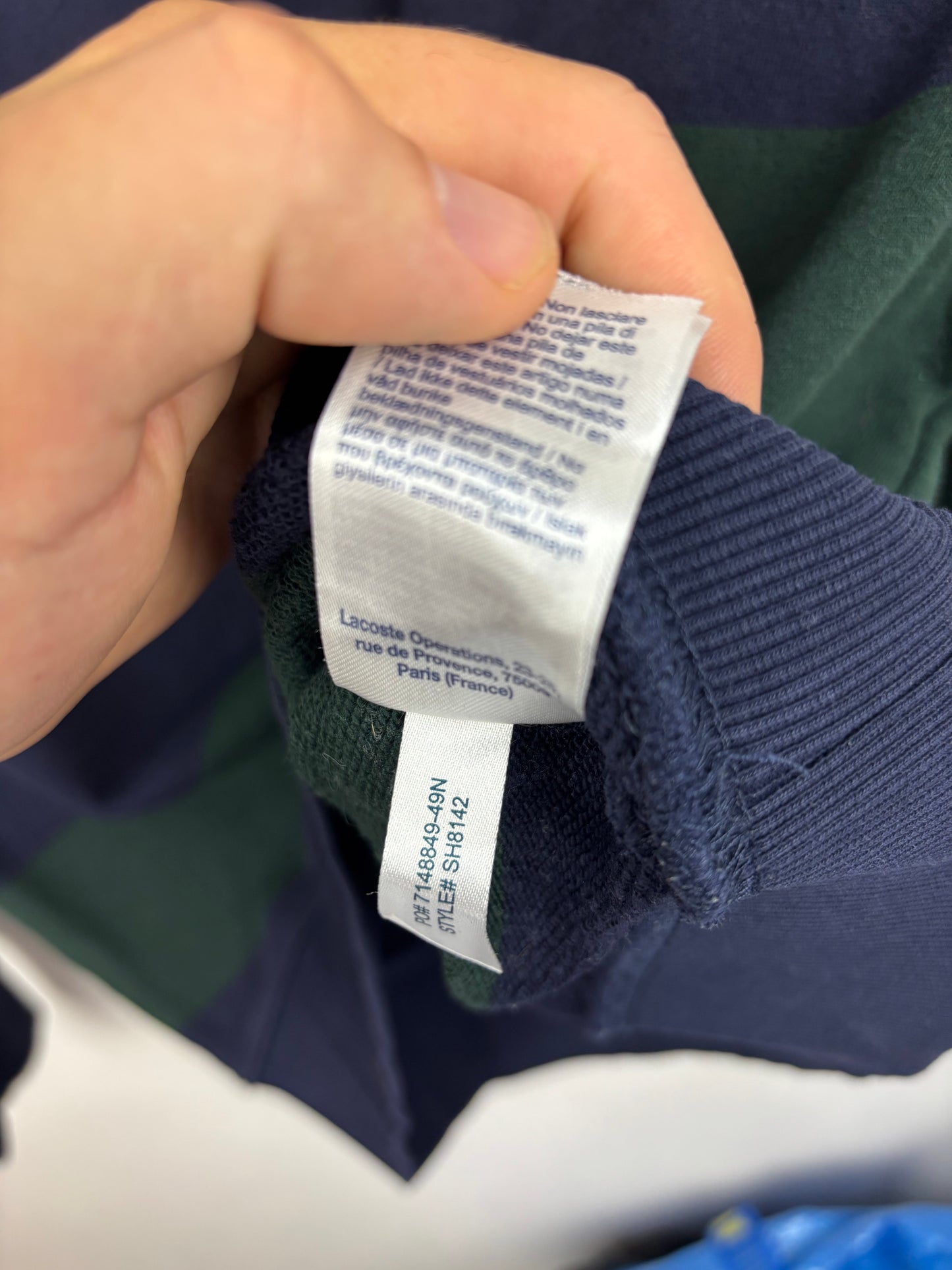 Lacoste Sweat ‘La chemise Lacoste’ Logo Brodé Vert Bleu - S