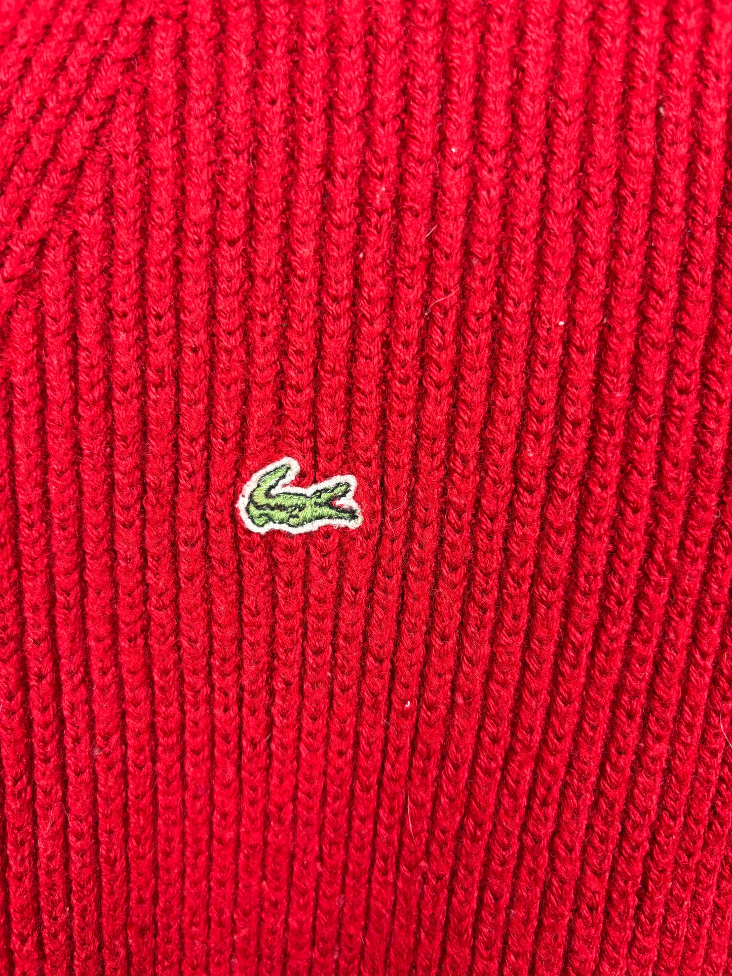 Lacoste Pull en Maille Rouge Logo Brodé - XS