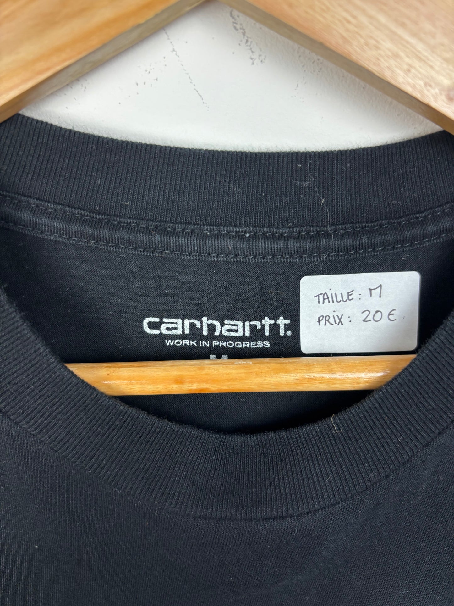 Carhartt Tee Shirt Noir Logo Filet de Pêche - M