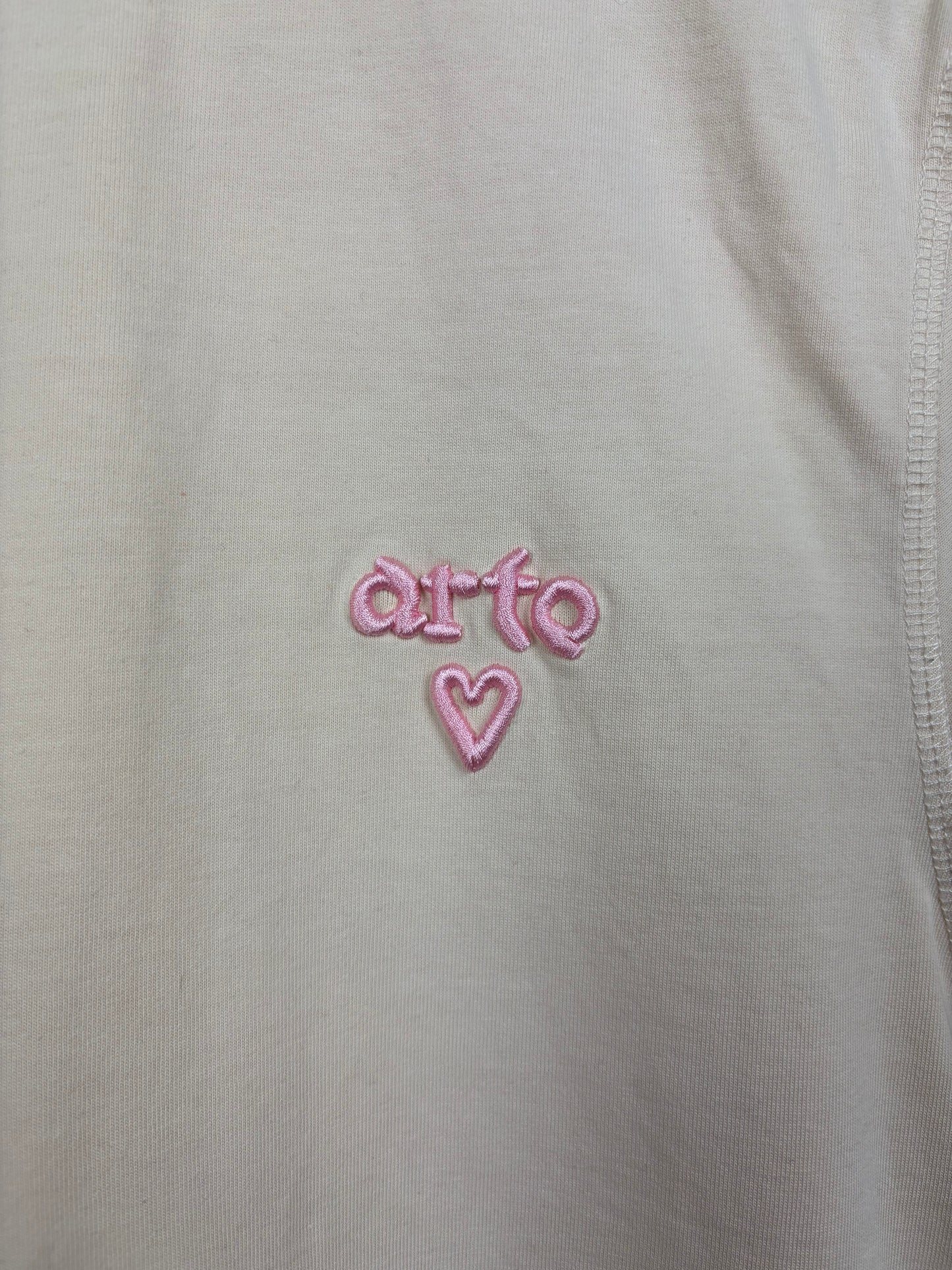 Arte Tee Shirt Crème Logo Brodé Rose - M