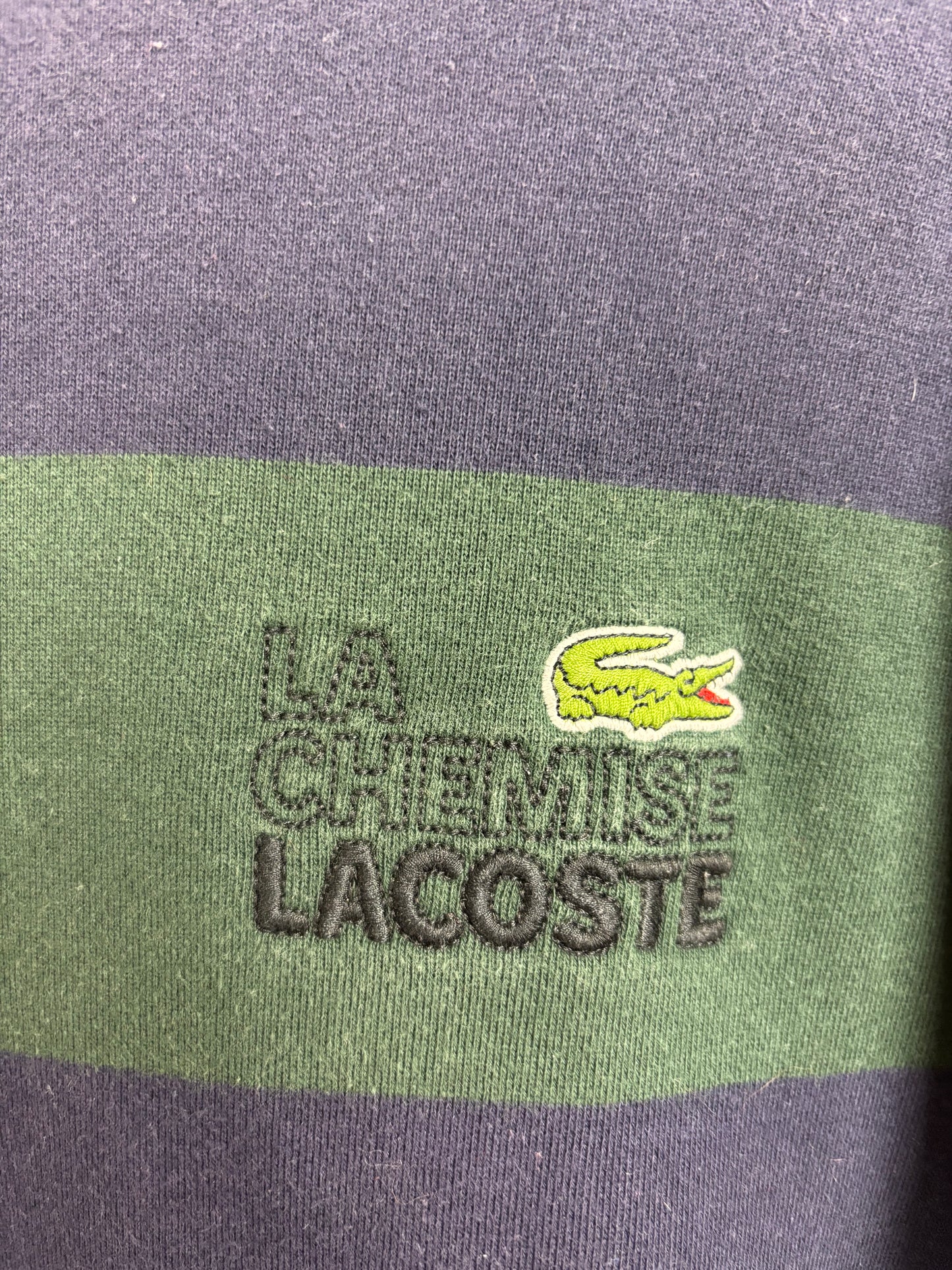 Lacoste Sweat ‘La chemise Lacoste’ Logo Brodé Vert Bleu - S