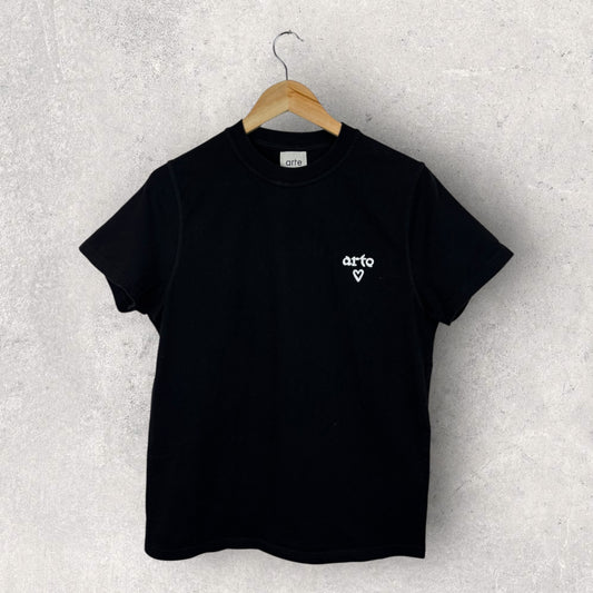 Tee Shirt Arte Noir Logo Brodé Blanc - XS