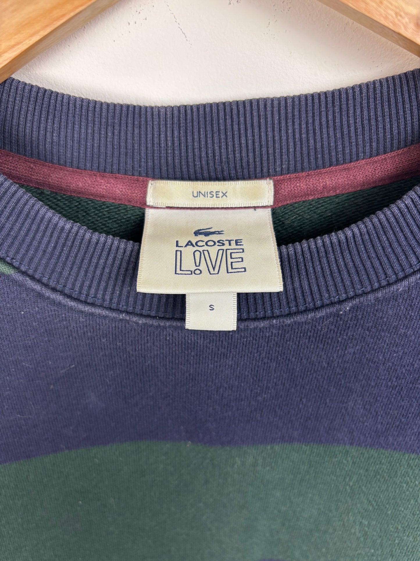 Lacoste Sweat ‘La chemise Lacoste’ Logo Brodé Vert Bleu - S