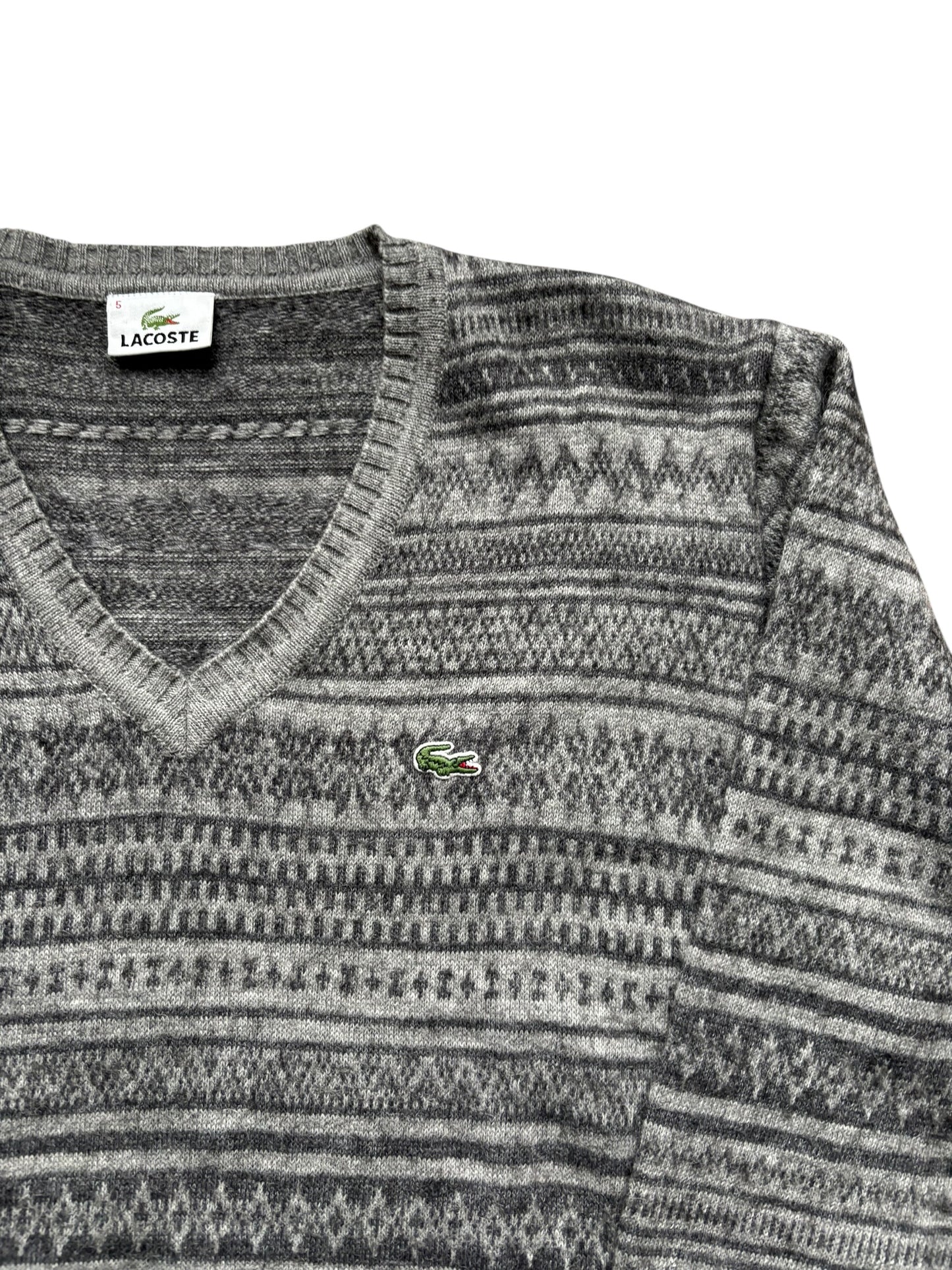 Pull col V Lacoste Vintage Gris - M