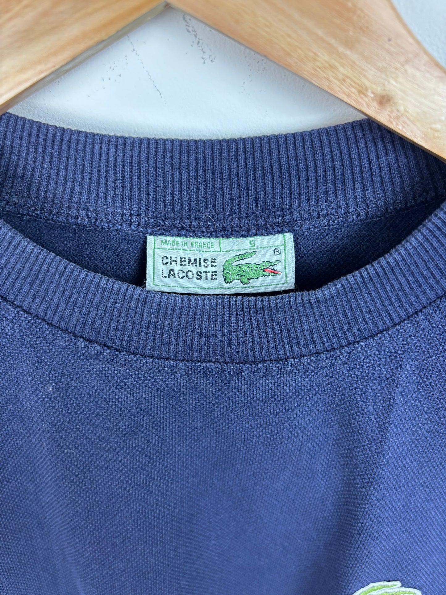 Lacoste Sweat Vintage Bleu Marine Logo Brodé - S/M