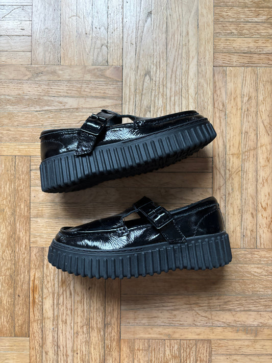 Clarks Mocassins Noir Verni à Plateforme | Chaussures Femme - 37