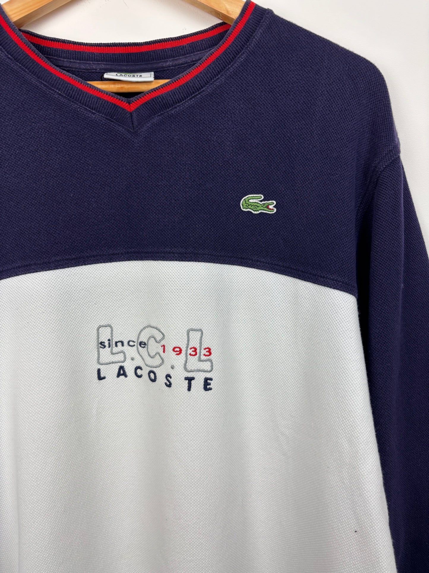 Lacoste Sweat Col V Logo Brodé - M