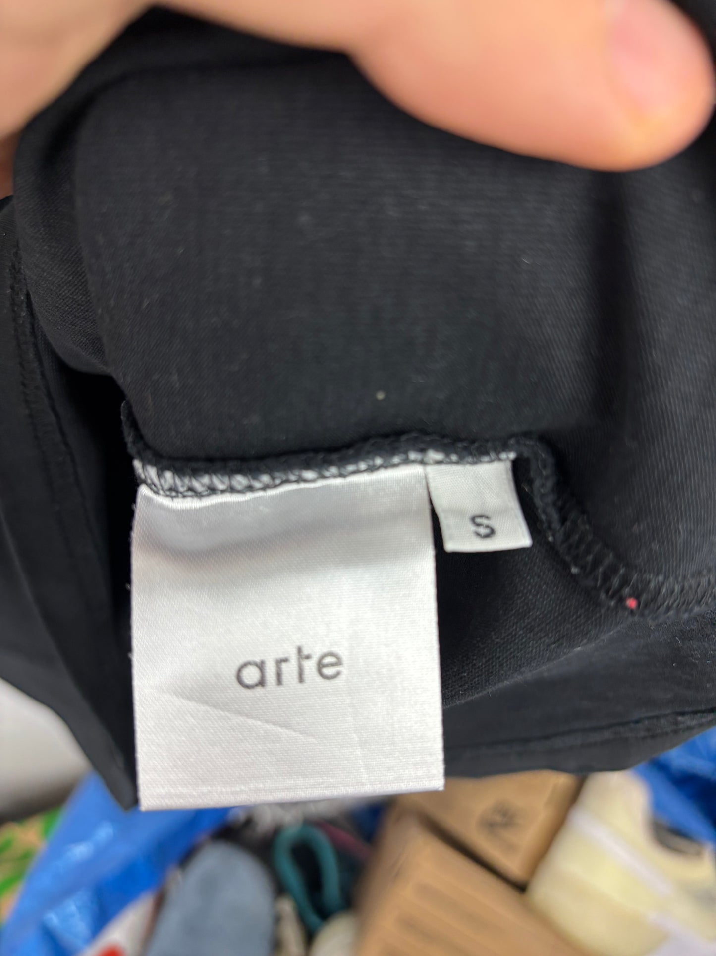 Arte Tee Shirt Noir Logo Bleu Blanc - S