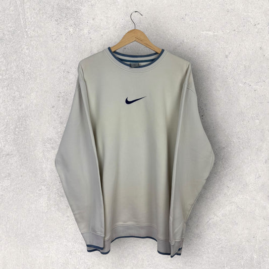 Nike vintage 00´s Oversize Centre Logo Brodé Beige - XL