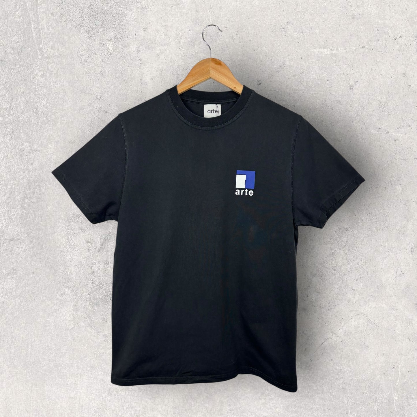 Arte Tee Shirt Noir Logo Bleu Blanc - S