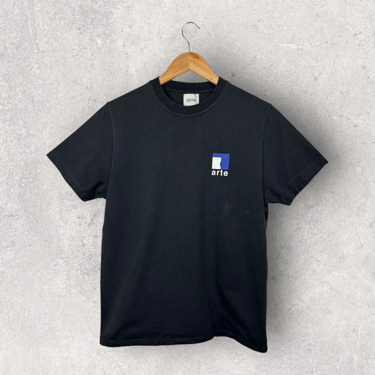 Arte Tee Shirt Noir Logo Bleu Blanc - S