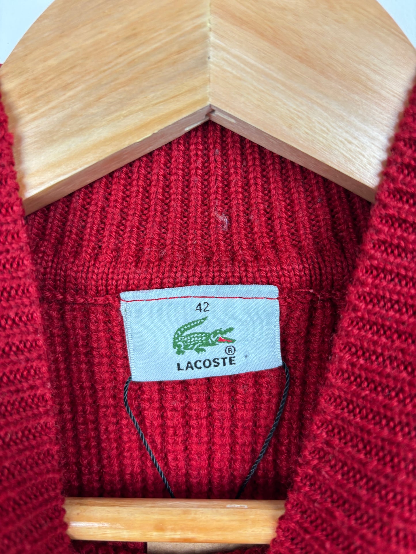 Lacoste Pull en Maille Rouge Logo Brodé - XS