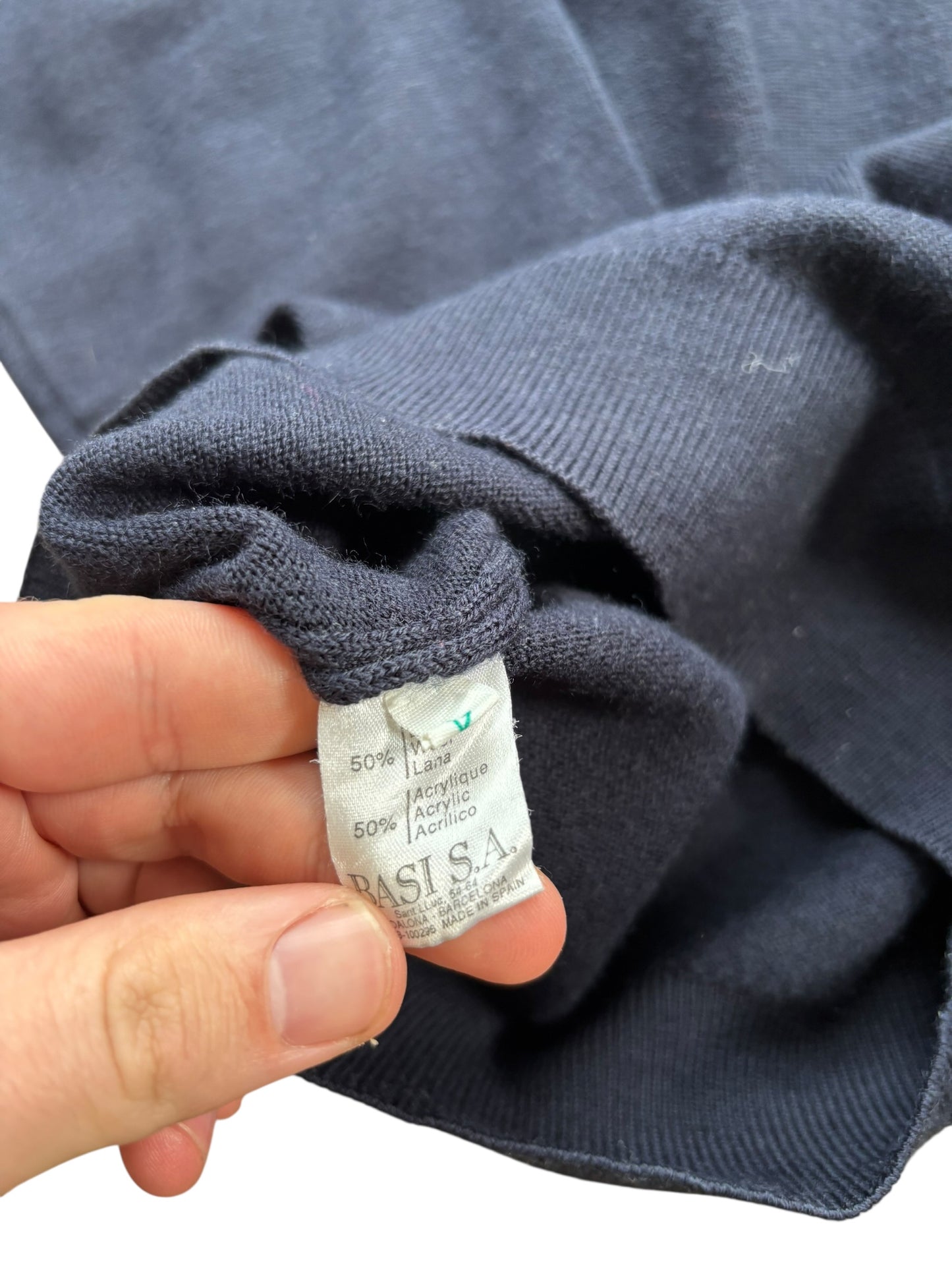 Pull col rond Lacoste Vintage Bleu marine - M