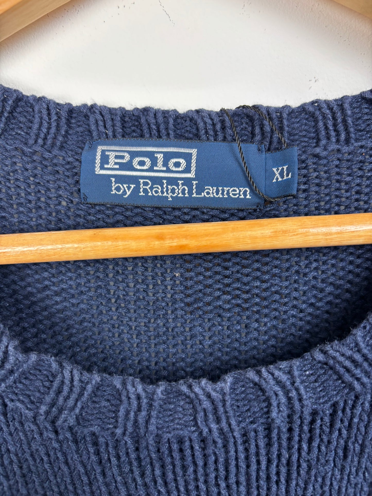 Ralph Lauren Pull en Maille Bleu Marine Logo Brodé - XL