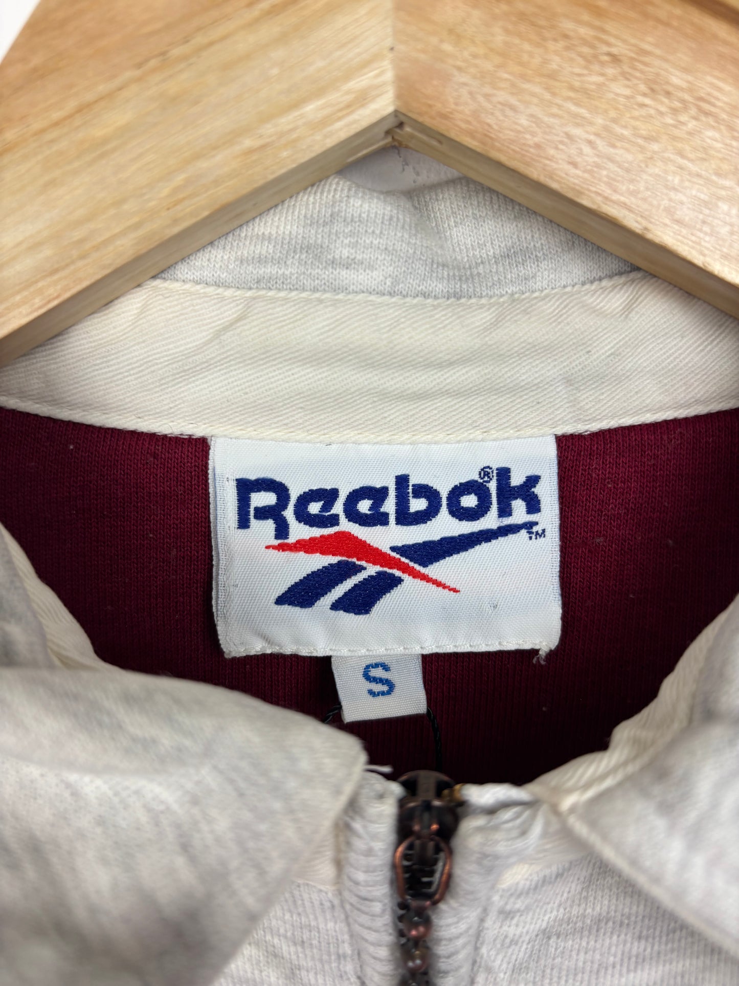 Reebok Half Zip Gris Bordeaux - S