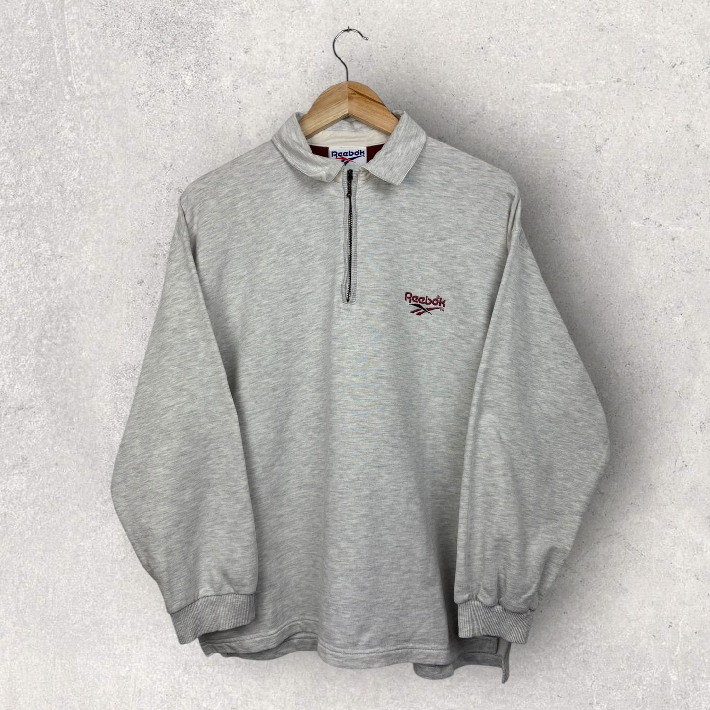 Reebok Half Zip Gris Bordeaux - S