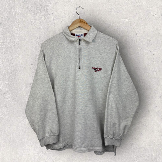 Reebok Half Zip Gris Bordeaux - S