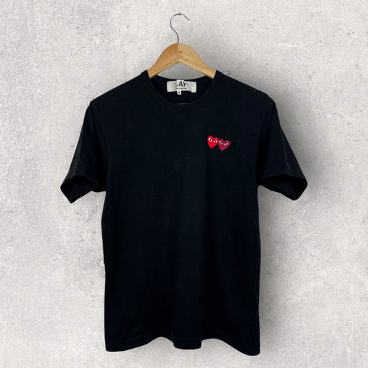 Comme des Garçons Tee Shirt Noir Logo Brodé - M