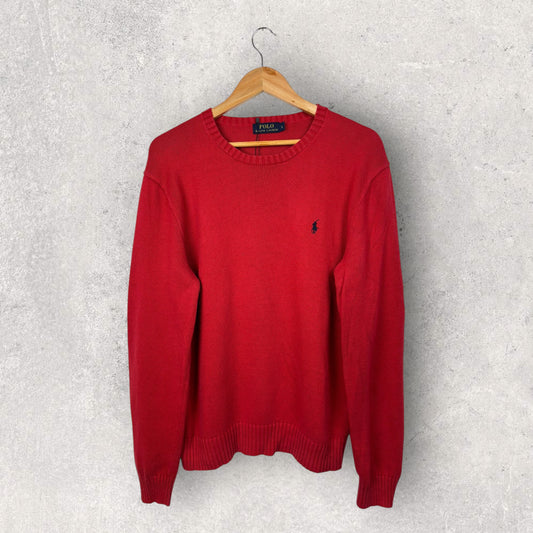Ralph Lauren Pull Rouge Logo Brodé - L