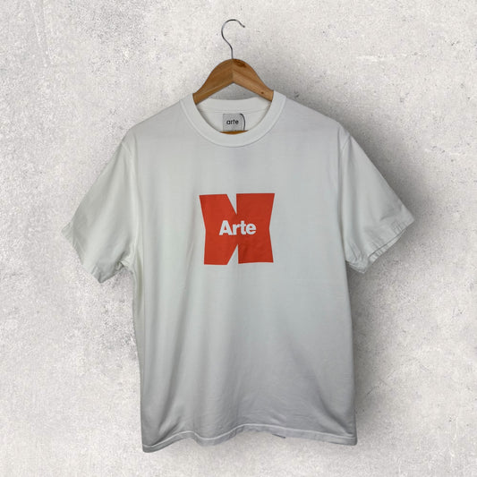Arte Tee Shirt Blanc Logo Orange - L