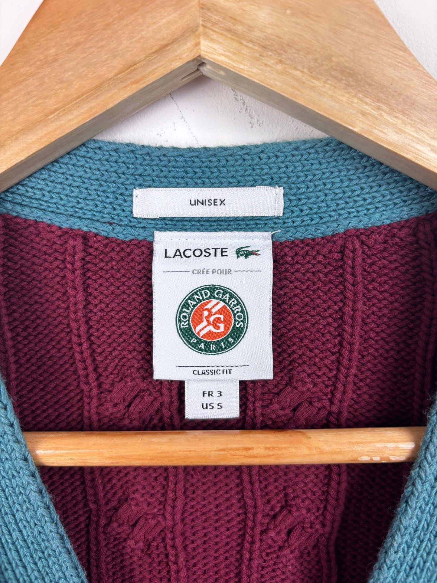 Lacoste X Roland Garros Cardigan Bordeaux Bleu Vert - S