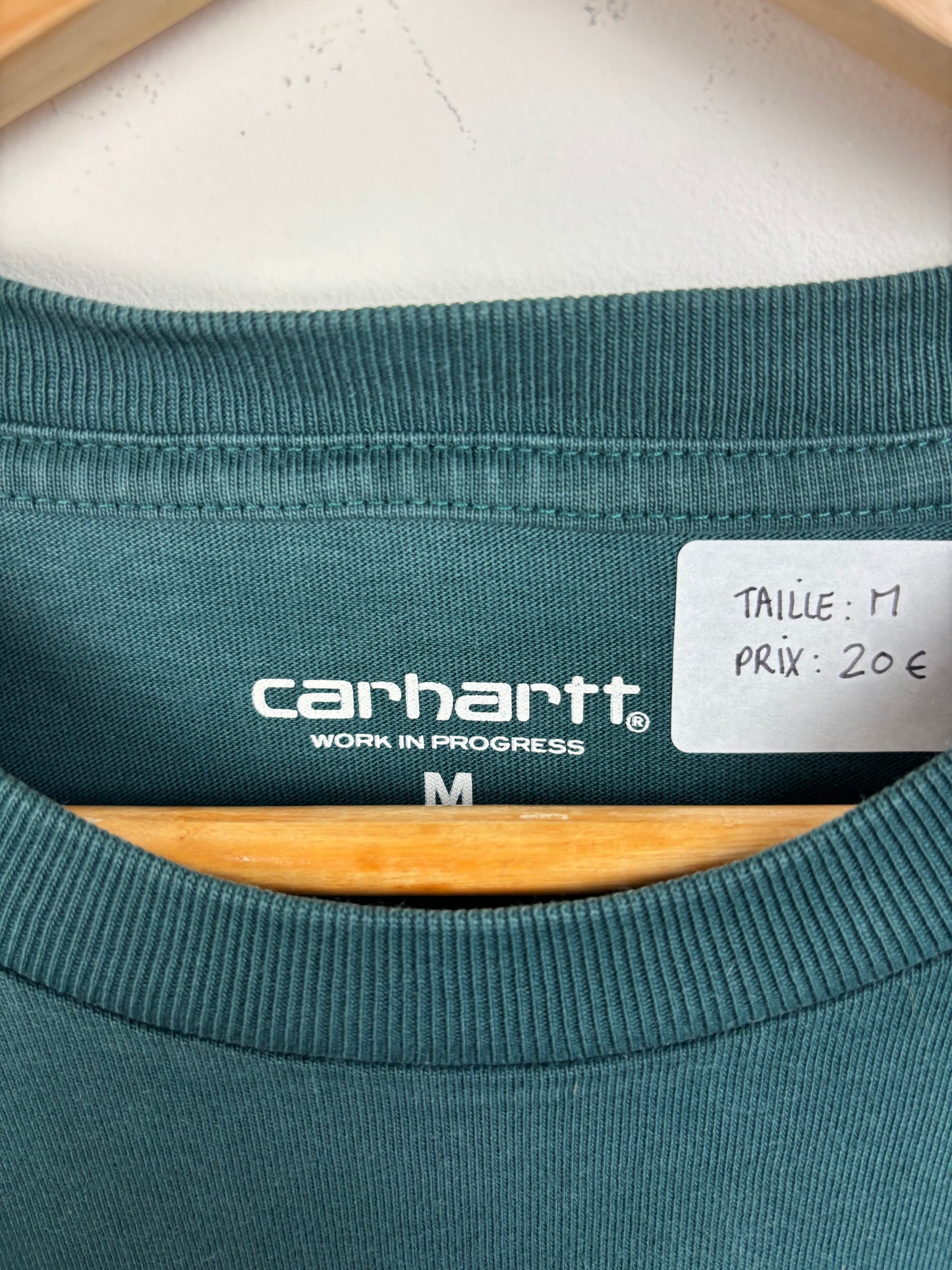 Carhartt Tee Shirt Vert Logo Brodé - M
