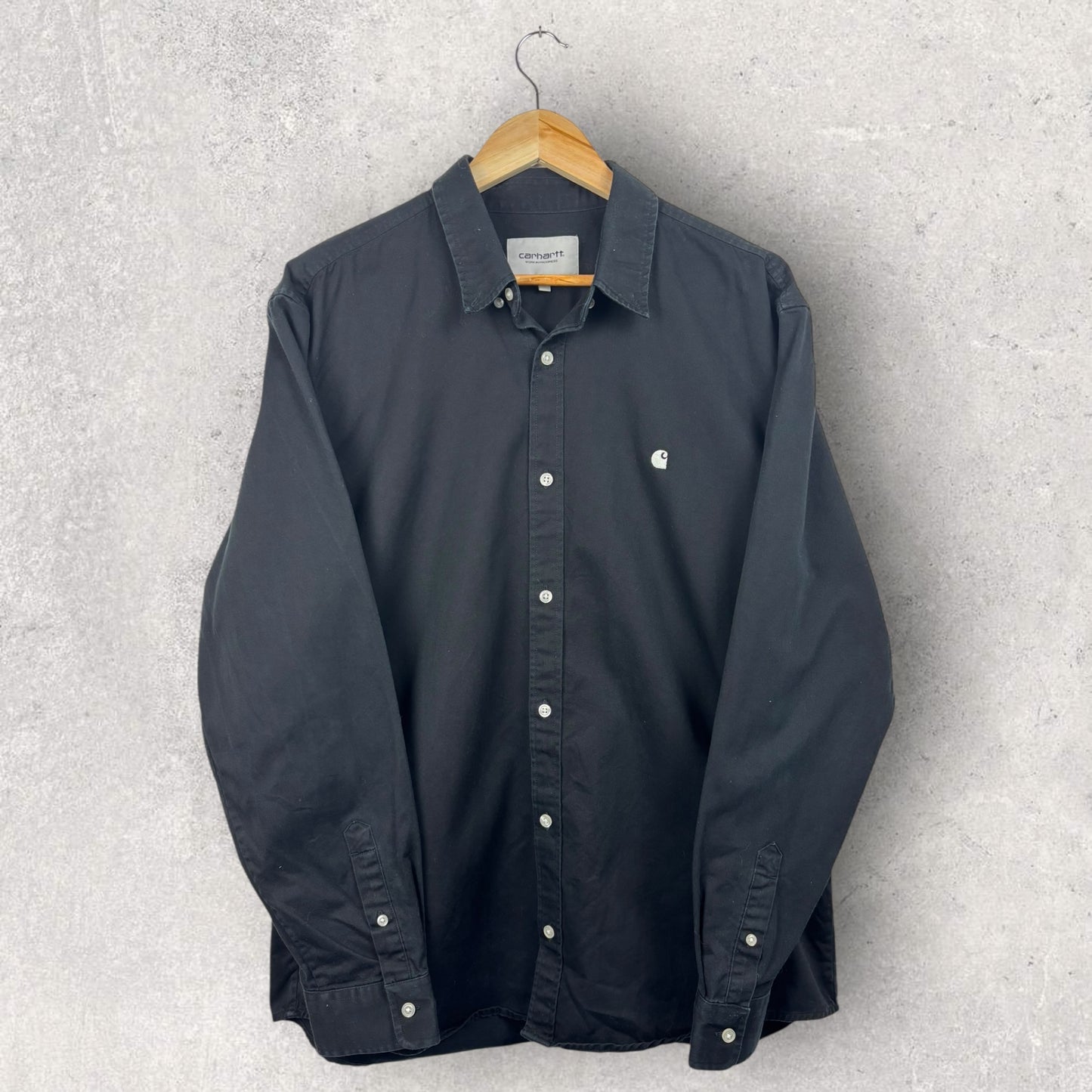 Carhartt Chemise Noir Logo Brodé Blanc - XL