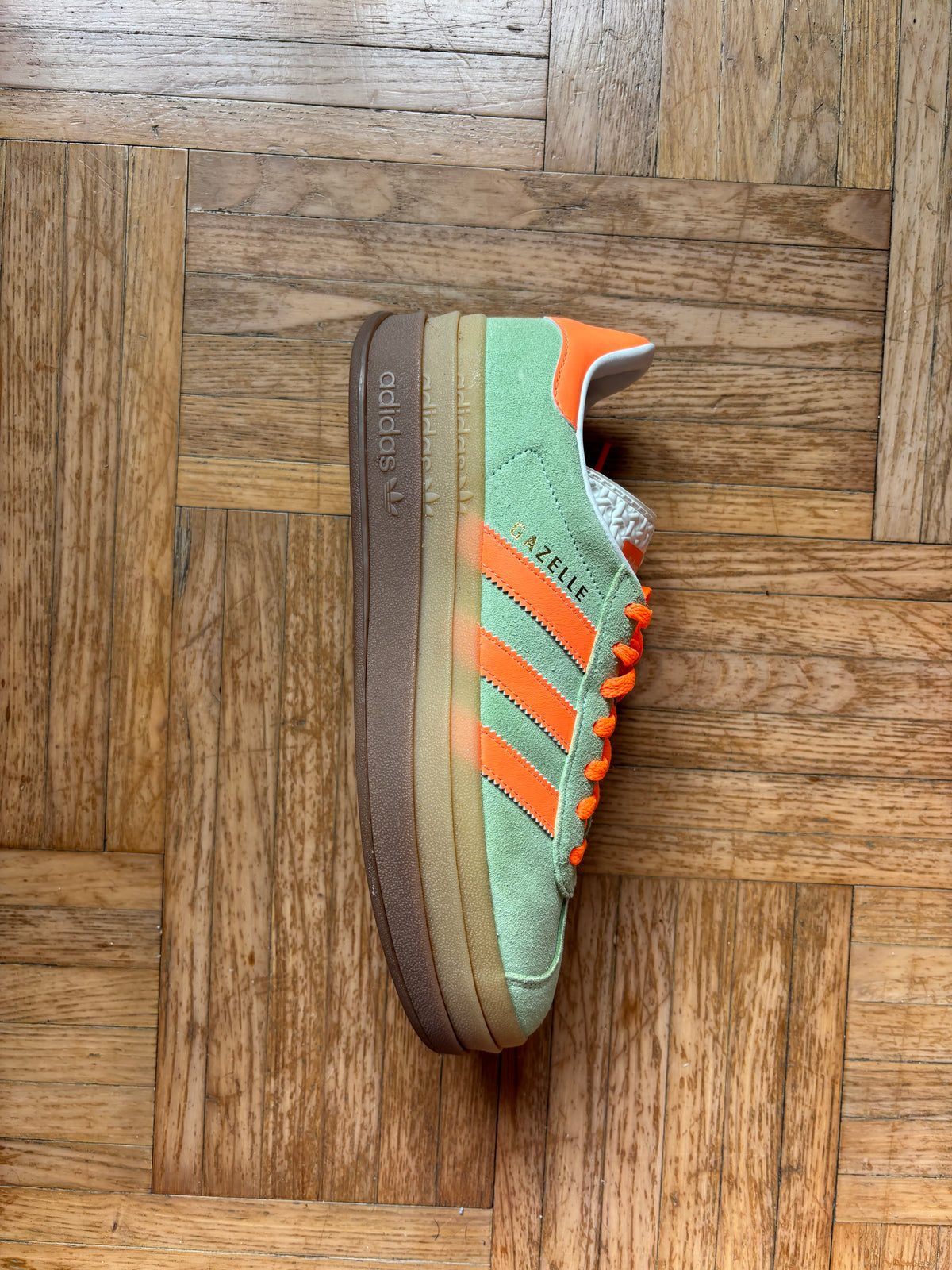 Adidas Gazelle Bold Vert Menthe Orange | Baskets Plateforme - 40